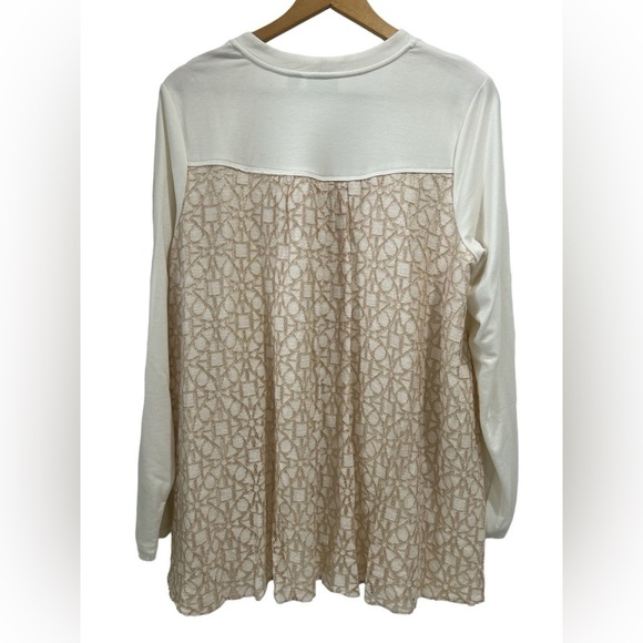 LOGO Lounge by Lori Goldstein Zip Front Cardigan with Lace Back in Ivory - L - Picture 2 of 9